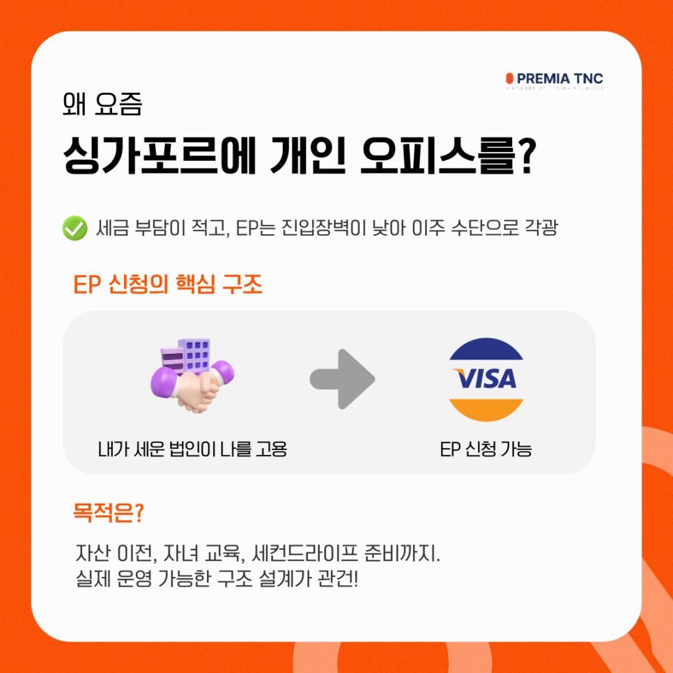 싱가포르 개인 오피스 비자 EP