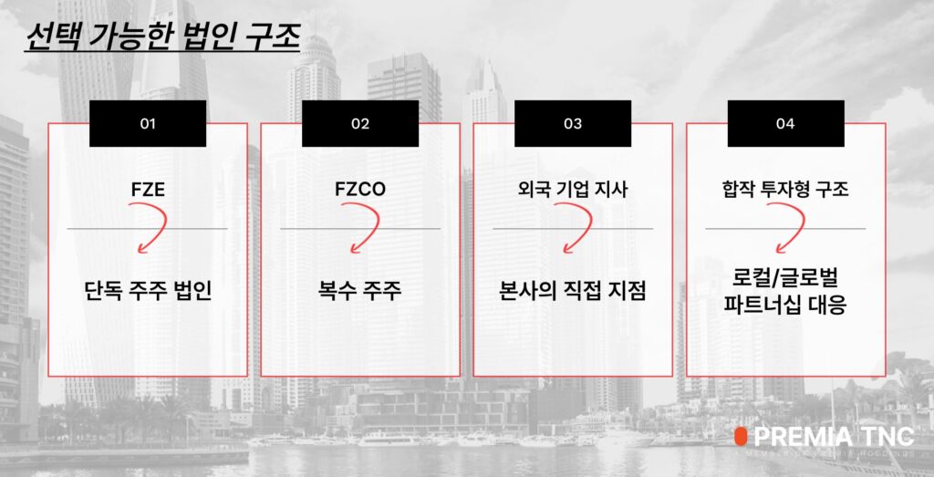JAFZA 선택 가능한 법인 구조